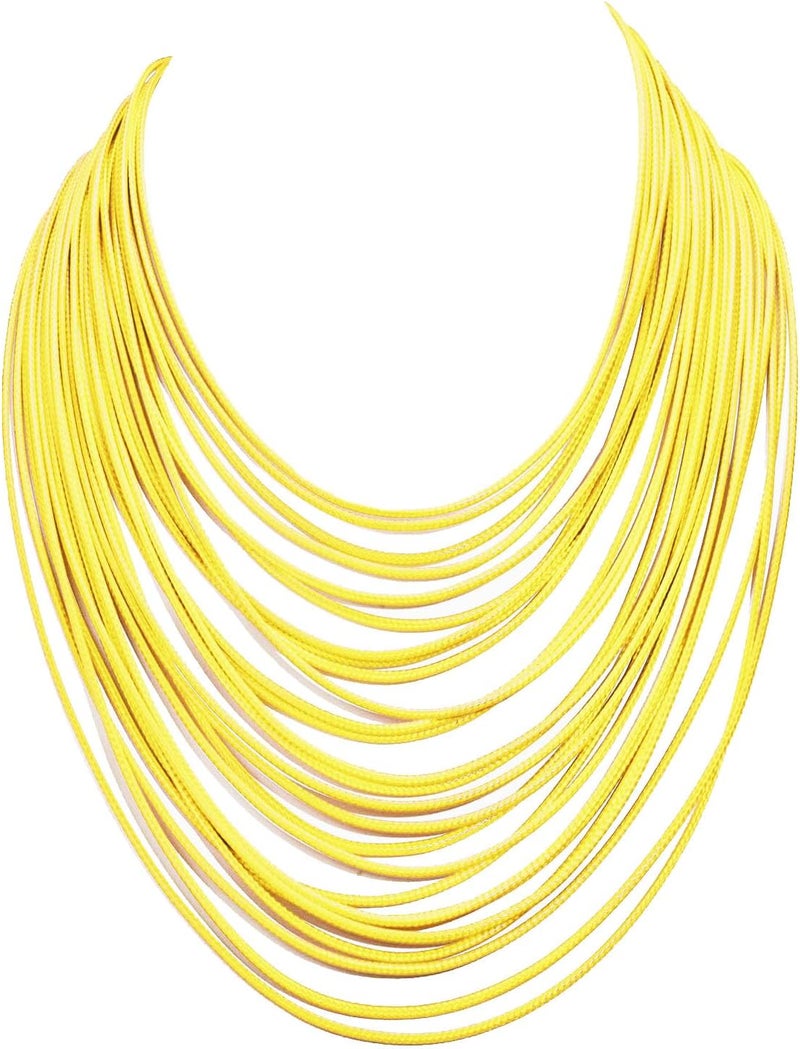 MJULY Women Multi Layer Chunky Bib Necklace Magnetic Clasp Wax Line Choker Statement Jewelry - Image 1